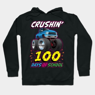 Crushin' 100 Days of School Monster Truck Cartoon Hoodie